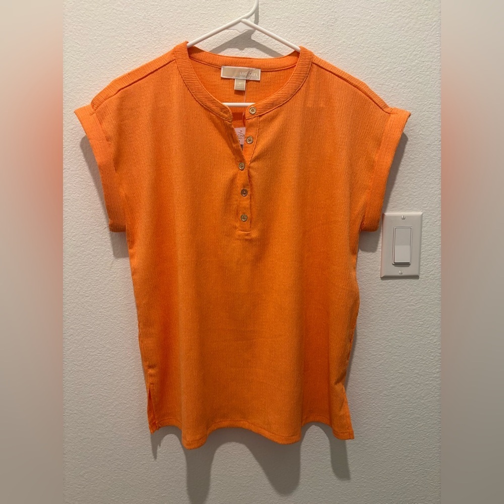 Michael Kors Orange Short Sleeve Top Size Medium - Picture 2 of 6